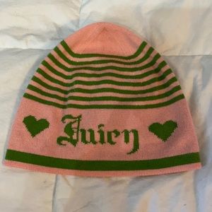 Vintage pink green vintage Juicy Couture beanie
